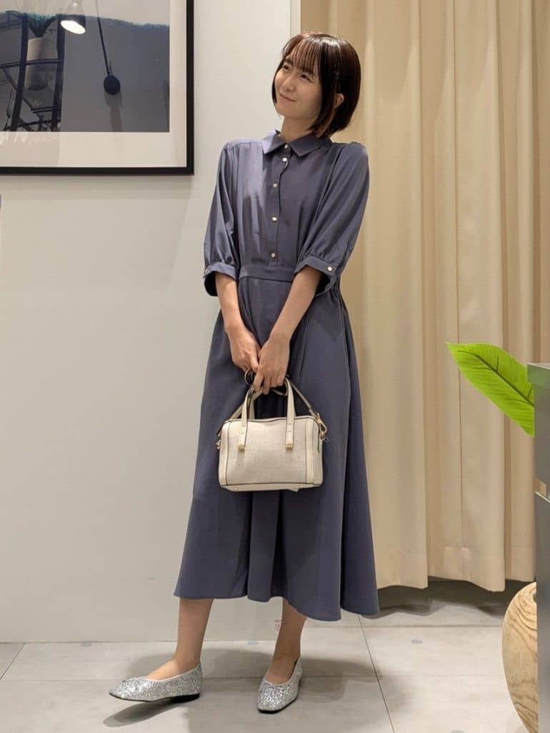 なめさんの「THE SHOP TK｜5分袖シャツワンピース【防シワ/吸水速乾/UVケア/洗濯機OK】」を使ったコーディネート