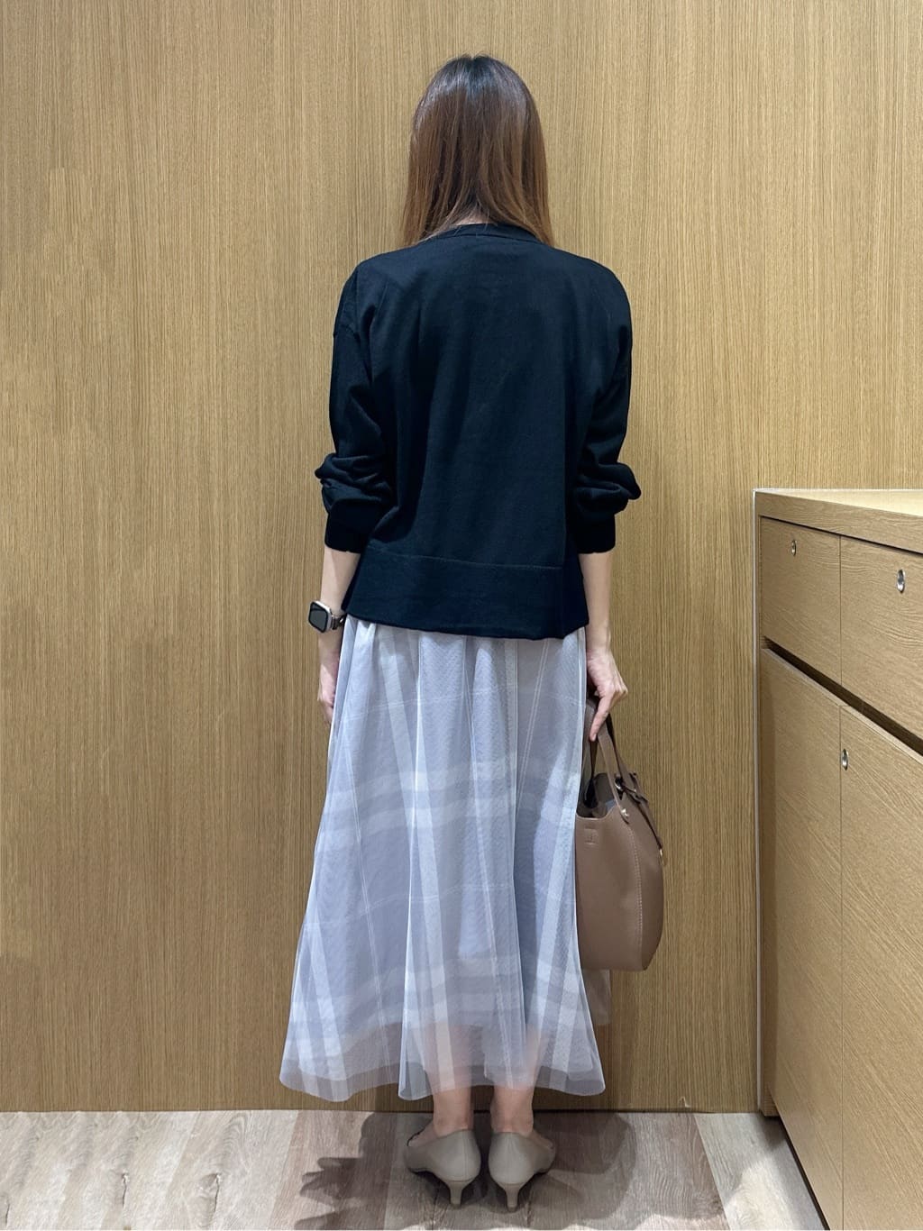 yukaさんの「OPAQUE.CLIP｜フレアスリーブボウタイニット【洗濯機洗い可／接触冷感／抗ピル】」を使ったコーディネート