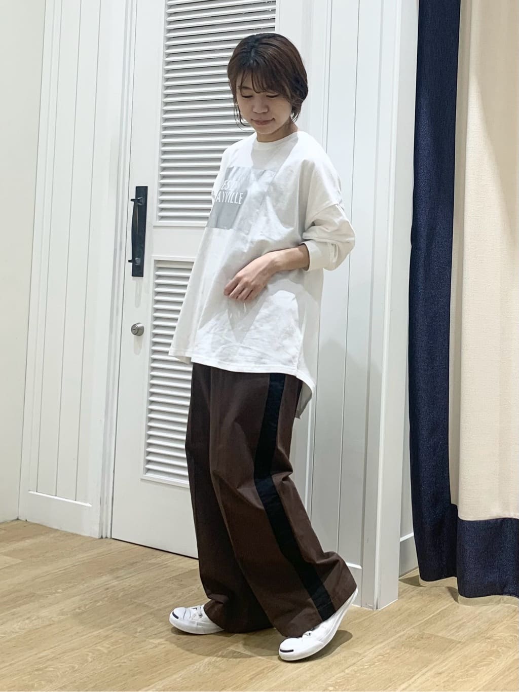 IMARIさんの「Dessin｜【洗える】箔プリントロングTシャツ」を使ったコーディネート