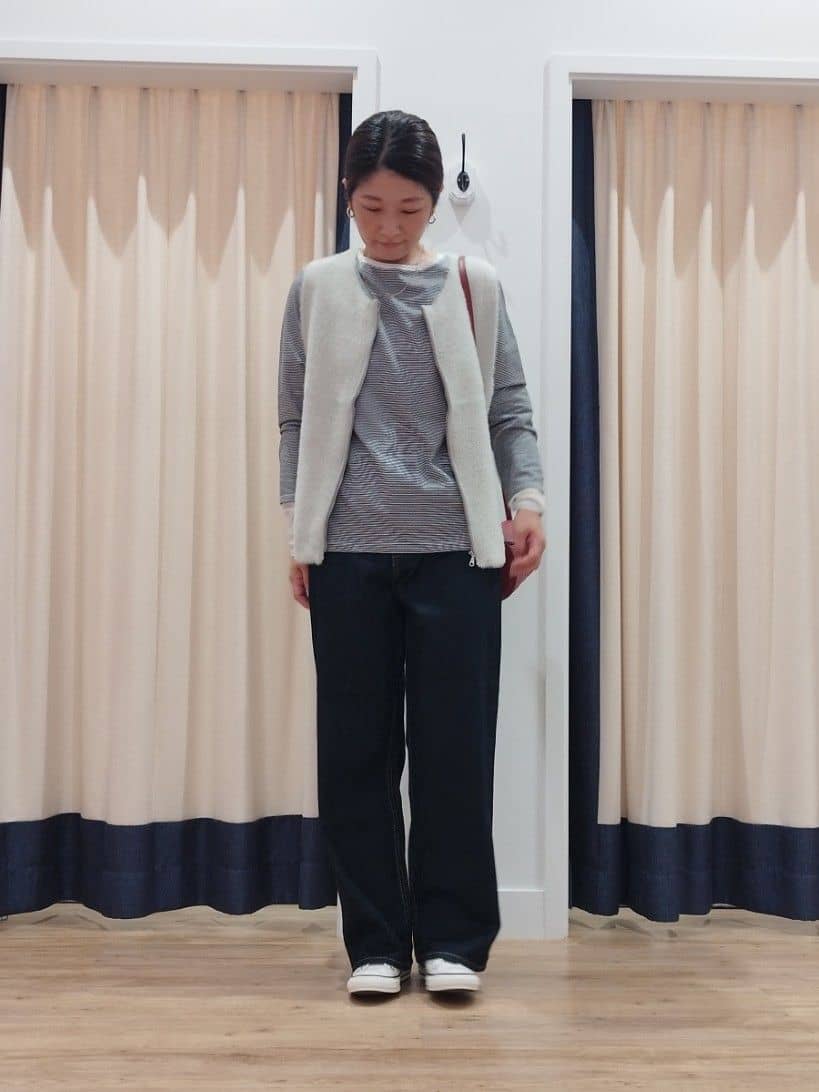HIROさんの「Dessin｜【洗える】ファーヤーンジップジレ」を使ったコーディネート