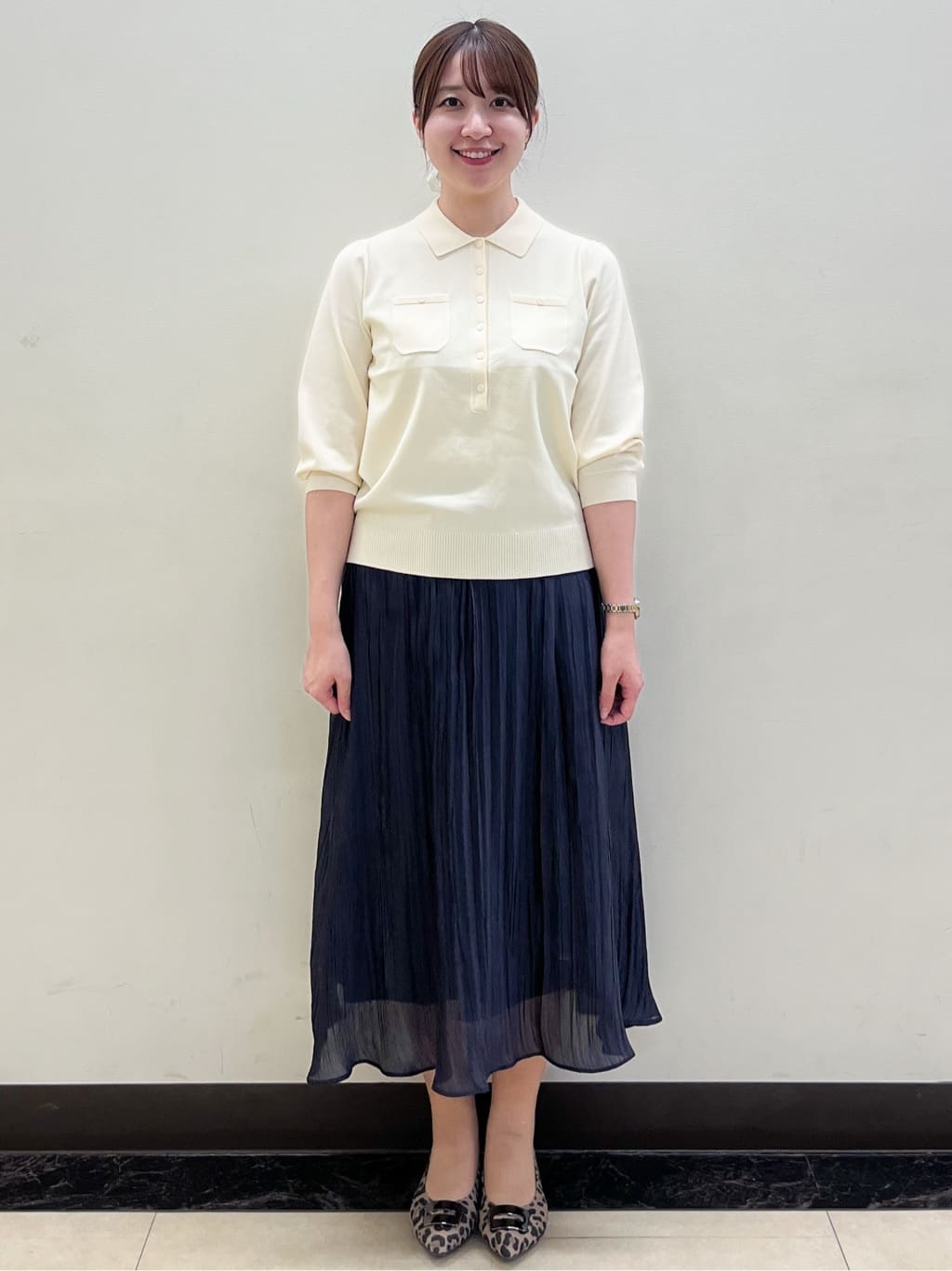 mikikoさんの「Reflect｜【透けにくい◎】衿付き七分袖ニット」を使ったコーディネート
