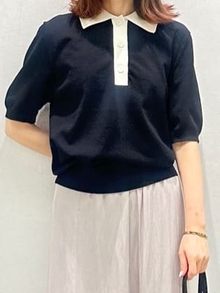 Miwaさんの「UNTITLED｜【トレンド/きれいめ】5分袖ポロニット」を使ったコーディネート