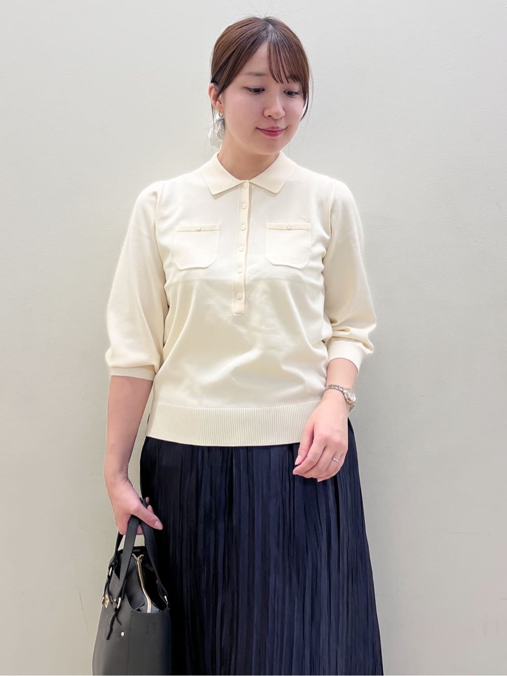 mikikoさんの「Reflect｜【透けにくい◎】衿付き七分袖ニット」を使ったコーディネート