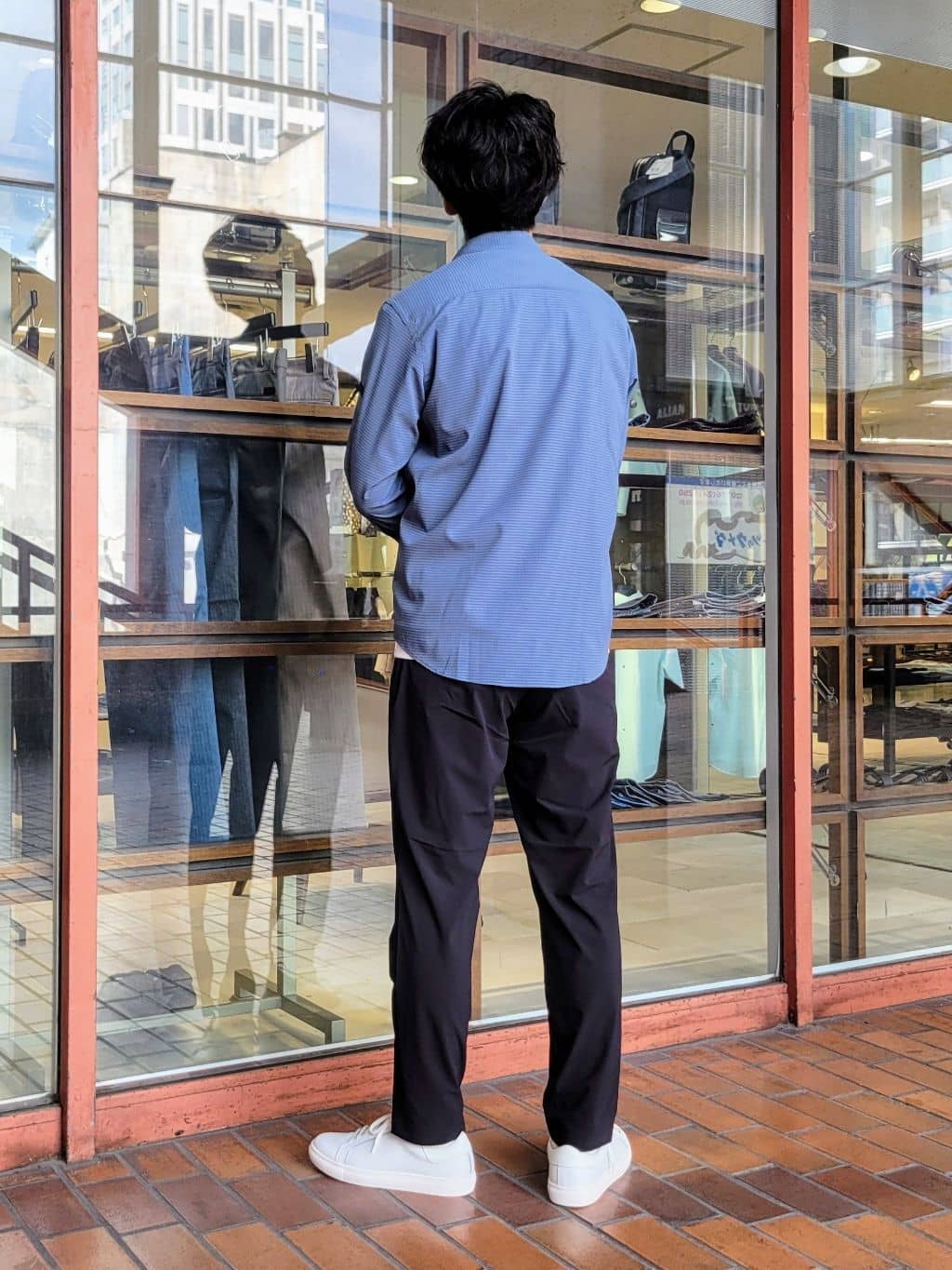 piroyaさんの「TAKEO KIKUCHI｜【COOL CITY WEAR】DotAir（R）サッカー シャツ」を使ったコーディネート
