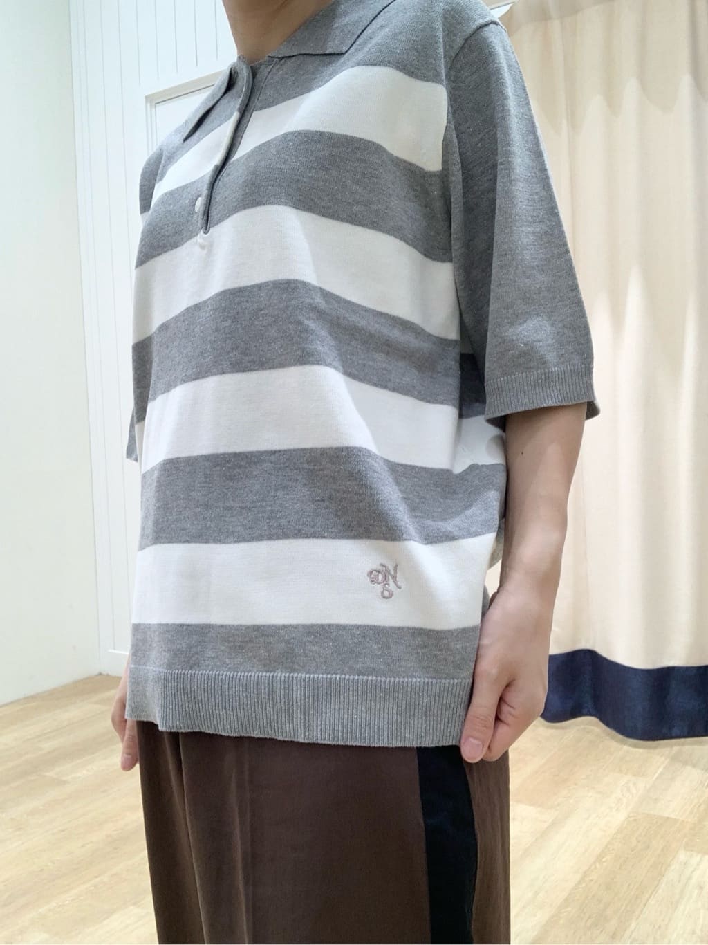 IMARIさんの「Dessin｜【ユニセックス/洗える】ボーダーニットポロシャツ」を使ったコーディネート