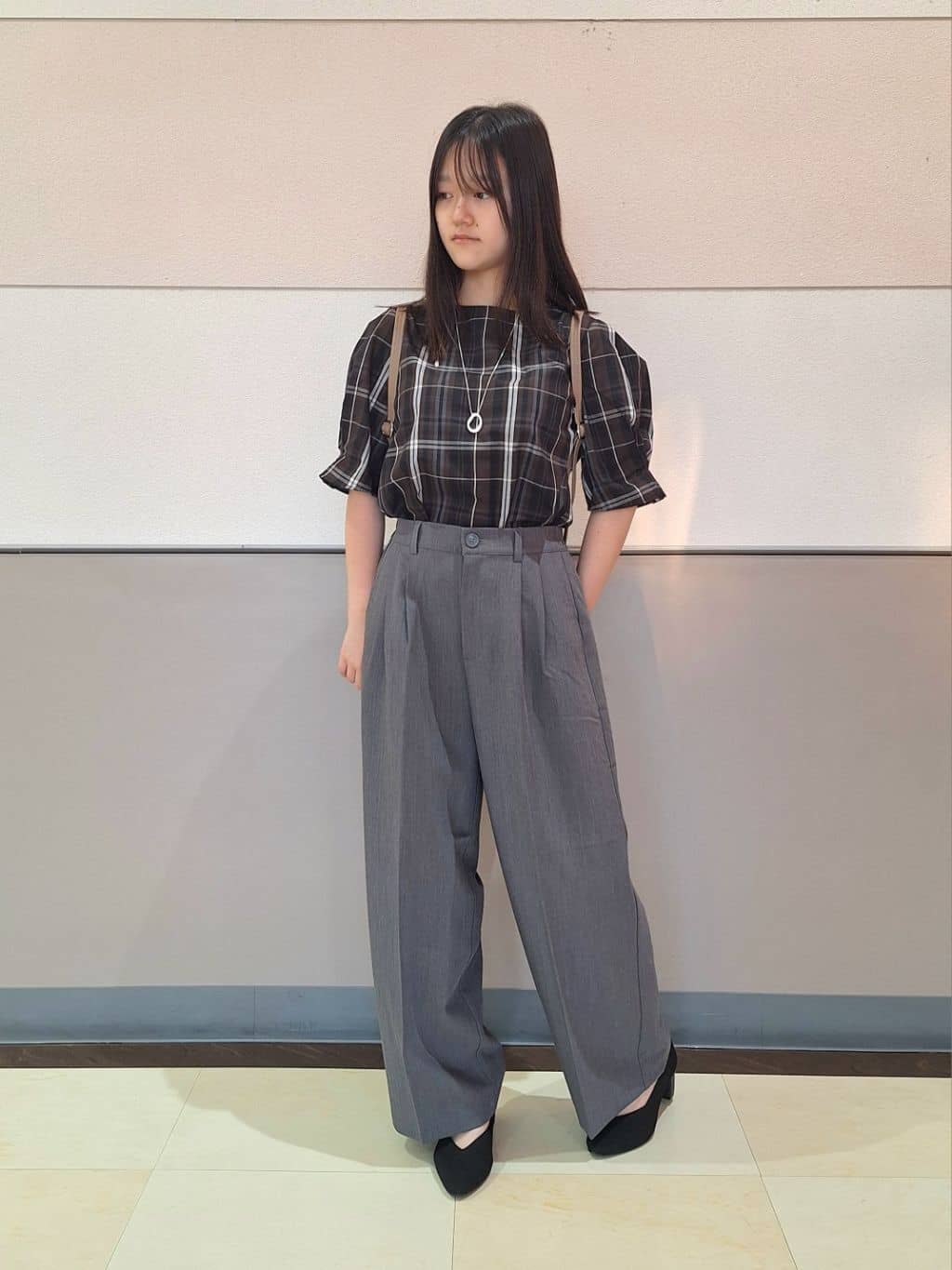 Sachaさんの「SHOO･LA･RUE｜【S-LL/5分袖】お袖タックできれいに魅せる 大人のチェックブラウス」を使ったコーディネート
