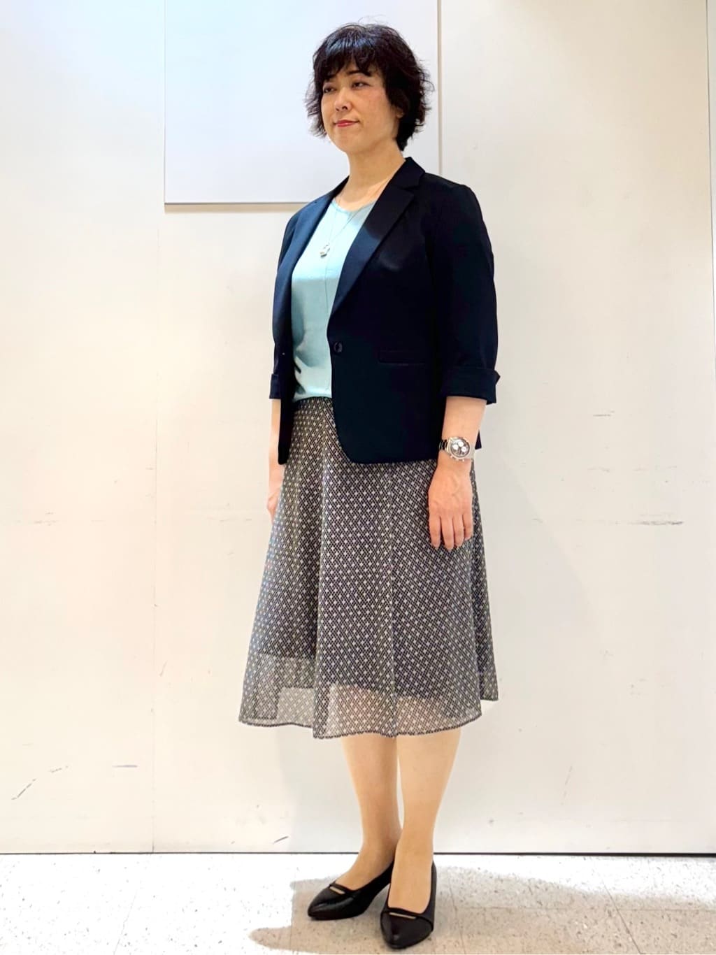 ヤスコさんの「Reflect｜【選べる7色◎／手洗い可／二の腕カバー】半袖ニット」を使ったコーディネート