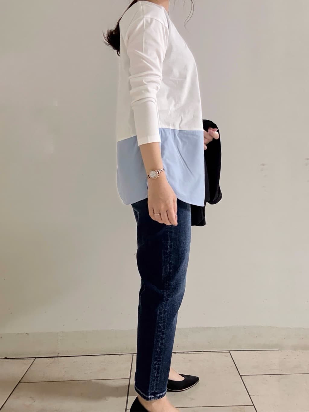 kahoさんの「INDIVI｜【コットン】シャツ切り替えカットソー」を使ったコーディネート