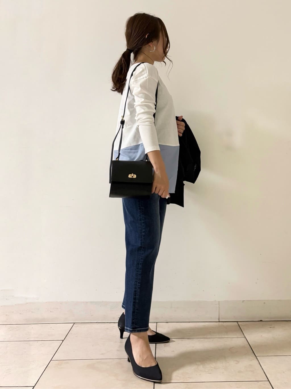 kahoさんの「INDIVI｜【コットン】シャツ切り替えカットソー」を使ったコーディネート