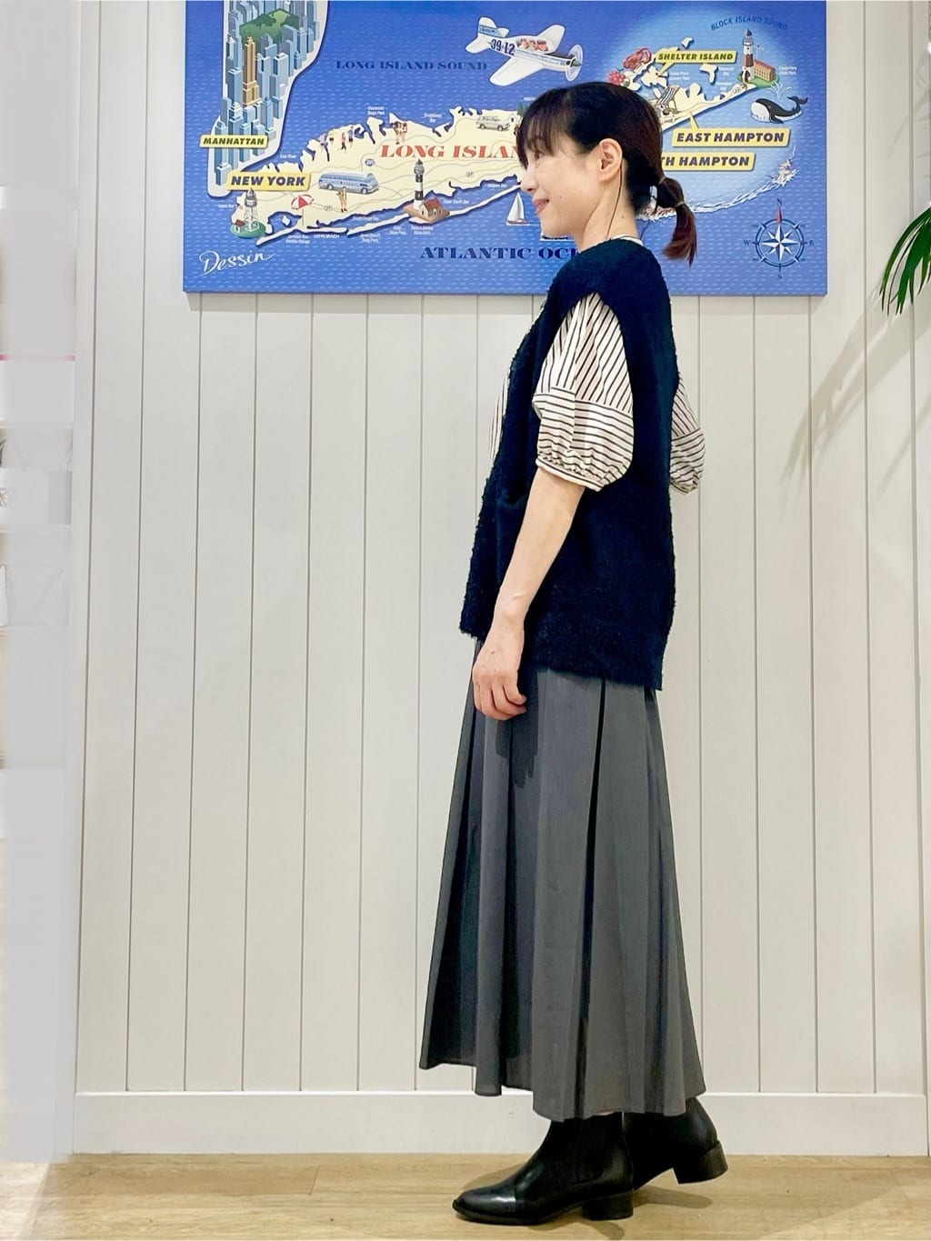 uwatokoさんの「Dessin｜【洗える】Vネックシャギーベスト」を使ったコーディネート