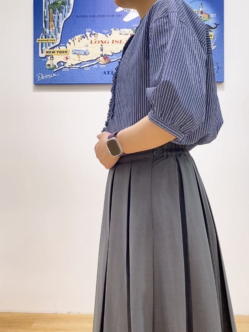 Hamaさんの「Dessin｜【洗える】フリルバンドカラー五分袖ブラウス」を使ったコーディネート
