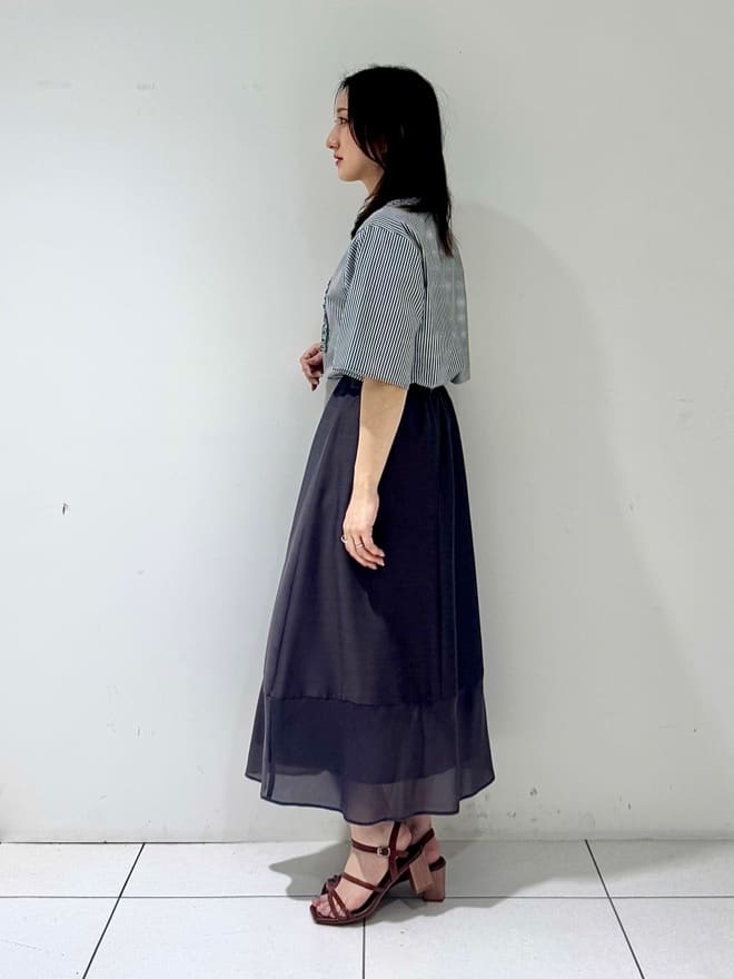 そんさんの「INDIVI｜【洗える】胸元タックフリルブラウス」を使ったコーディネート