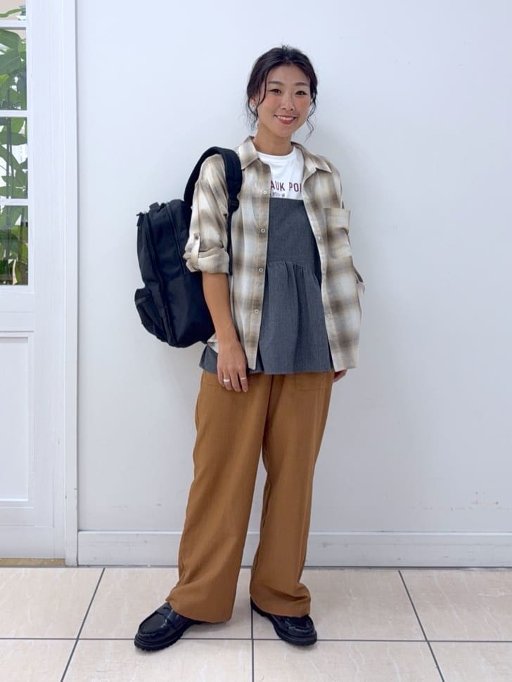 Osawaさんの「Dessin｜【洗える】シアーオンブレーチェックシャツ」を使ったコーディネート