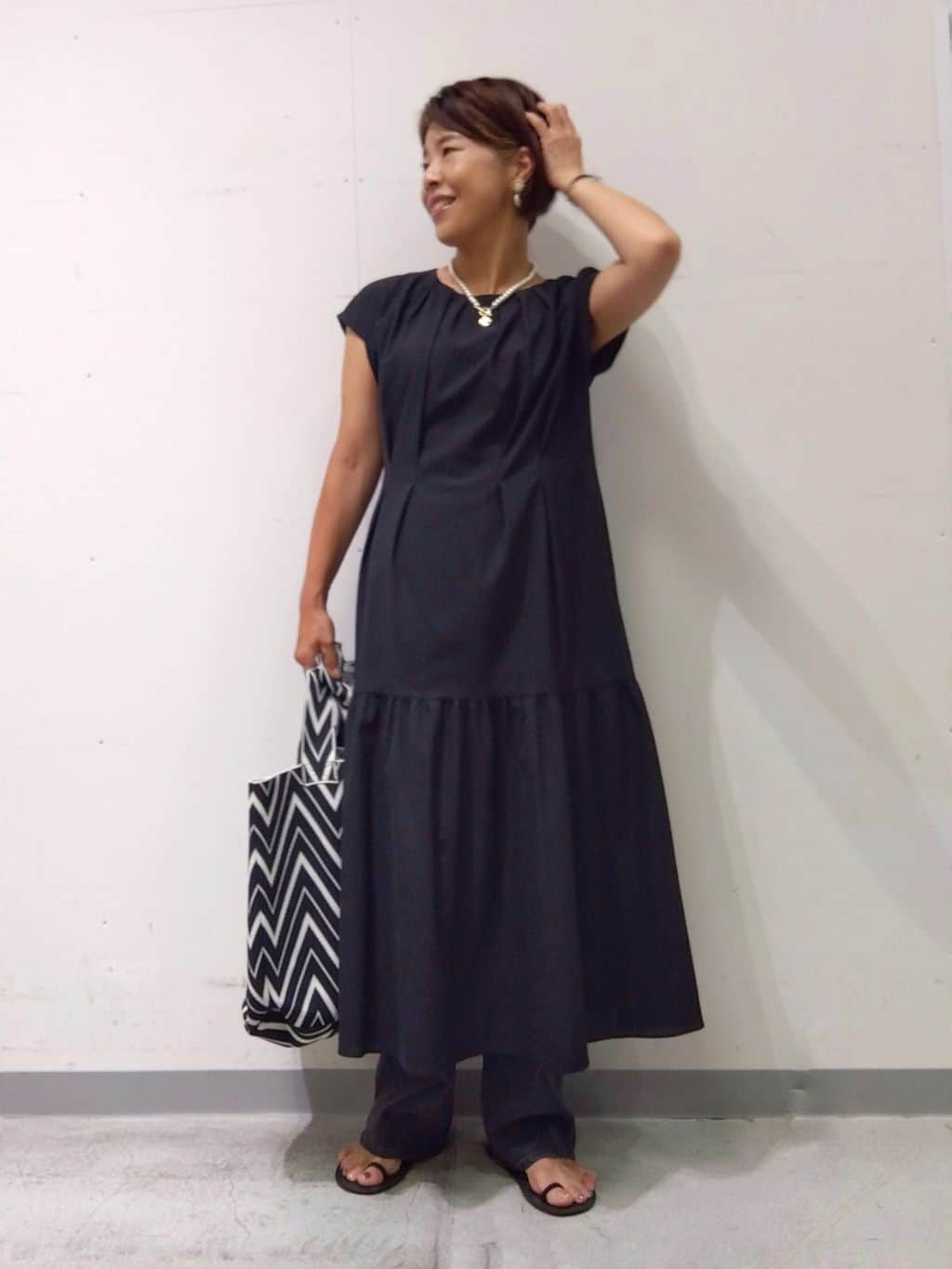 Kさんの「INDIVI｜【1枚でコーデ完成！】タックワンピース」を使ったコーディネート