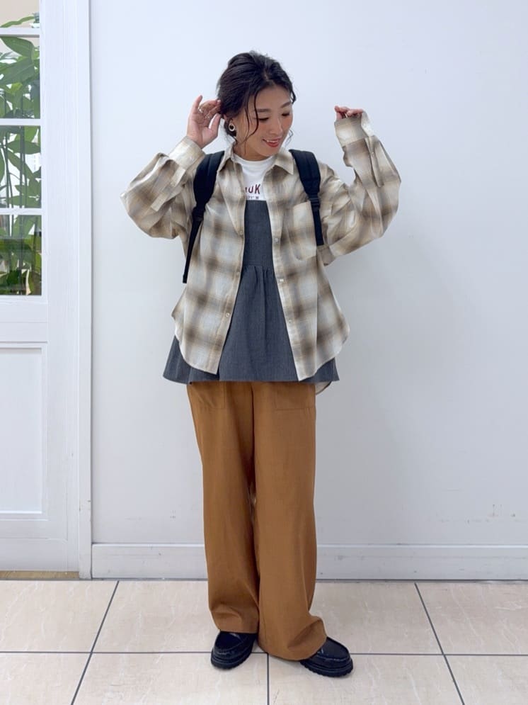Osawaさんの「Dessin｜【洗える】シアーオンブレーチェックシャツ」を使ったコーディネート