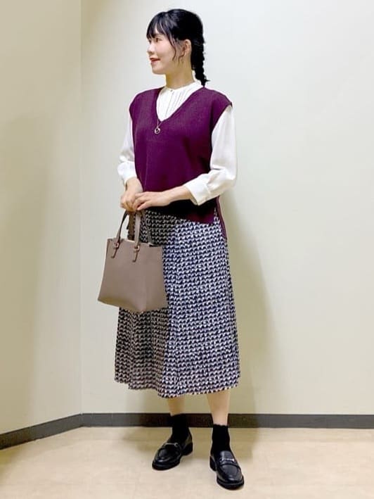  beni_gingerさんの「Reflect｜【配色ボウタイ付き】八分袖ジョーゼットブラウス」を使ったコーディネート
