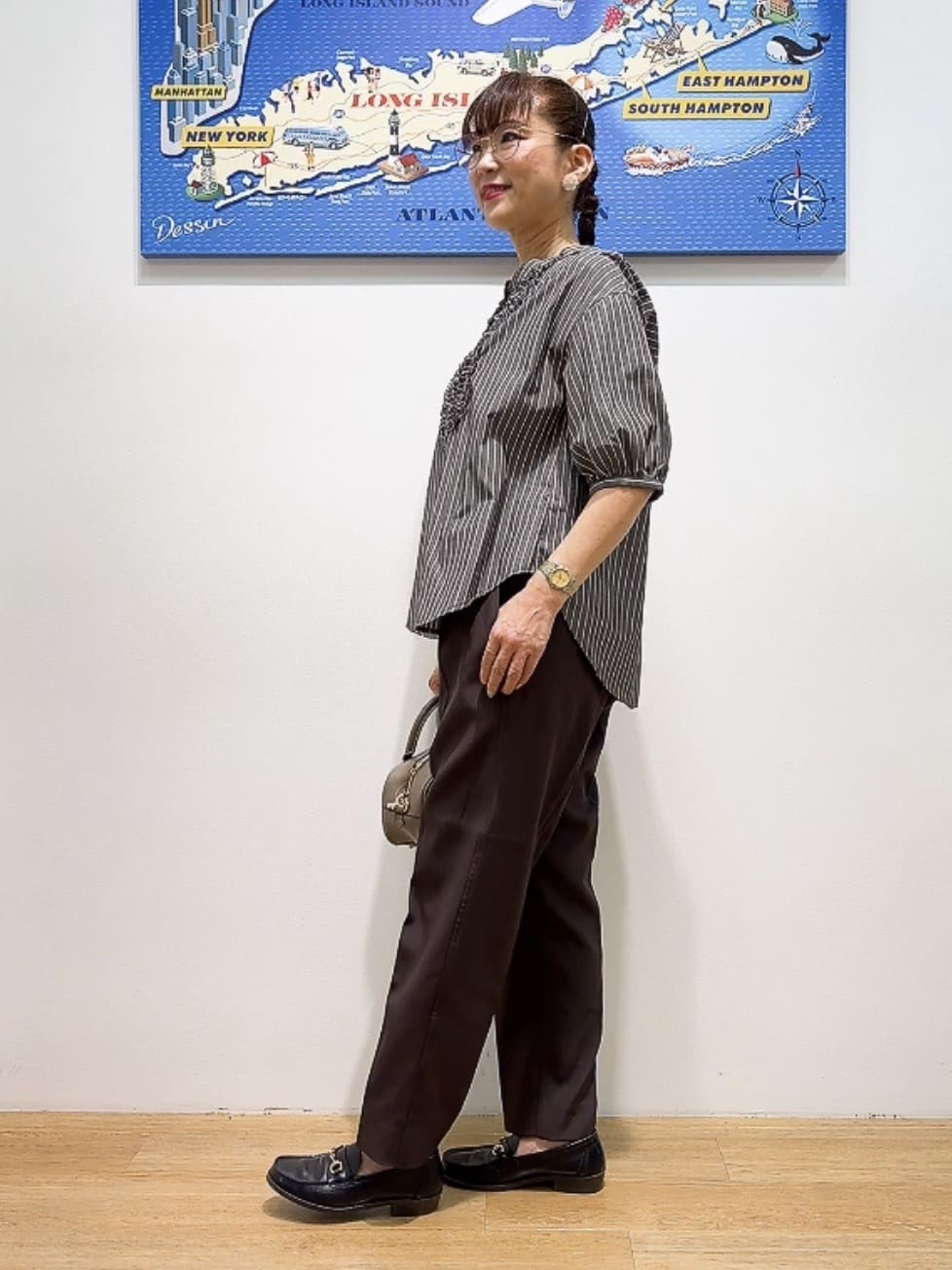Yasucoさんの「Dessin｜【洗える】フリルバンドカラー五分袖ブラウス」を使ったコーディネート