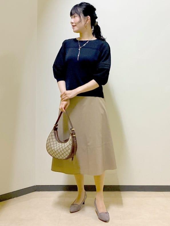  beni_gingerさんの「Reflect｜【WEB先行カラーあり／手洗い可】ジョーゼットスリーブ&times;ニット」を使ったコーディネート