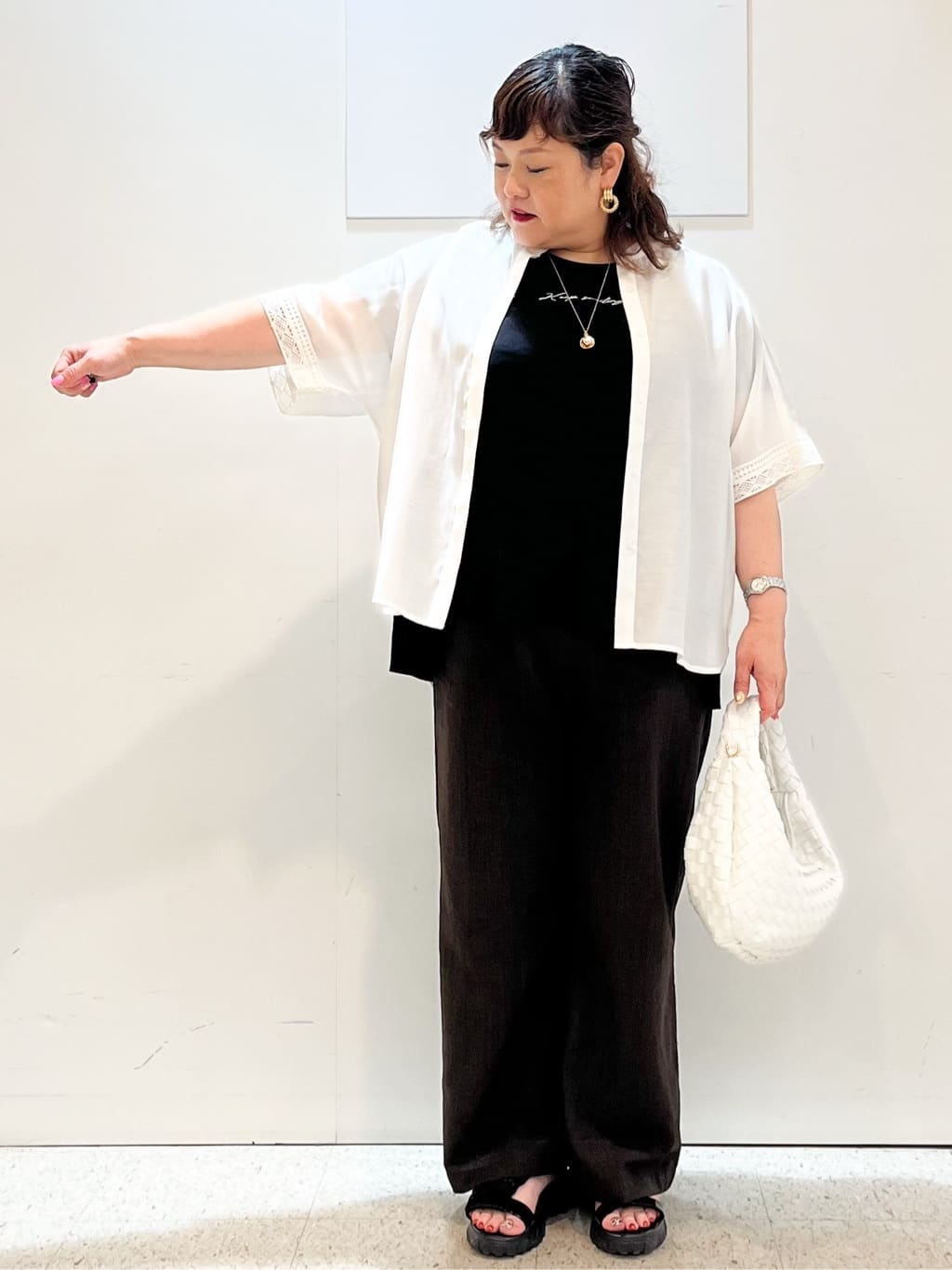 kimmyさんの「Reflect｜【接触冷感／マシンウォッシュ可／ウエスト総ゴム】ワイドシルエットパンツ」を使ったコーディネート