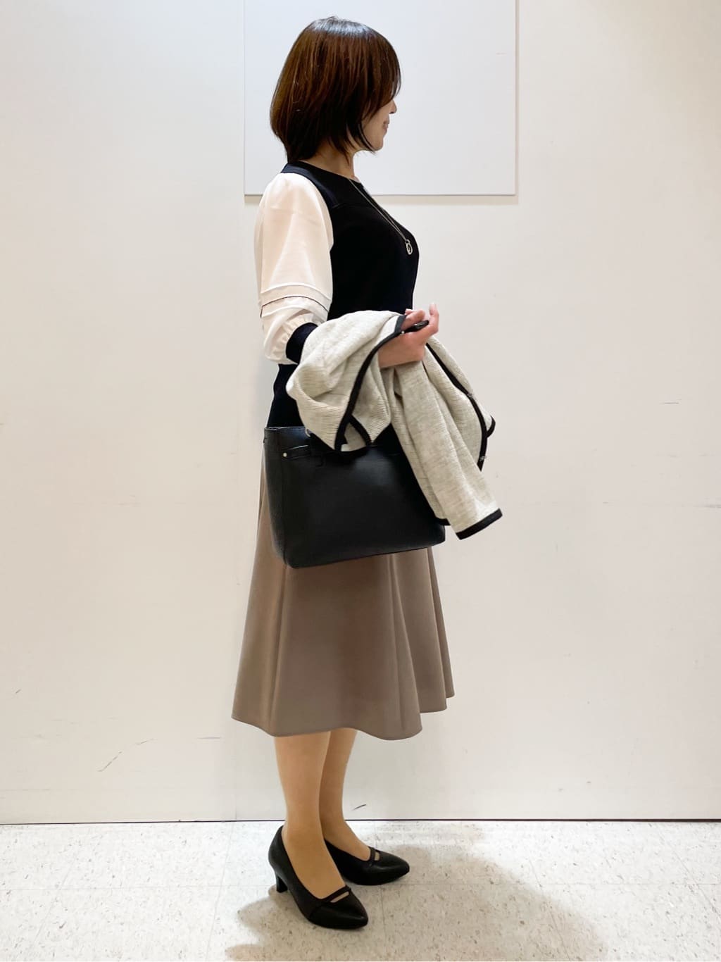 めいさんの「Reflect｜【WEB先行カラーあり／手洗い可】ジョーゼットスリーブ&times;ニット」を使ったコーディネート
