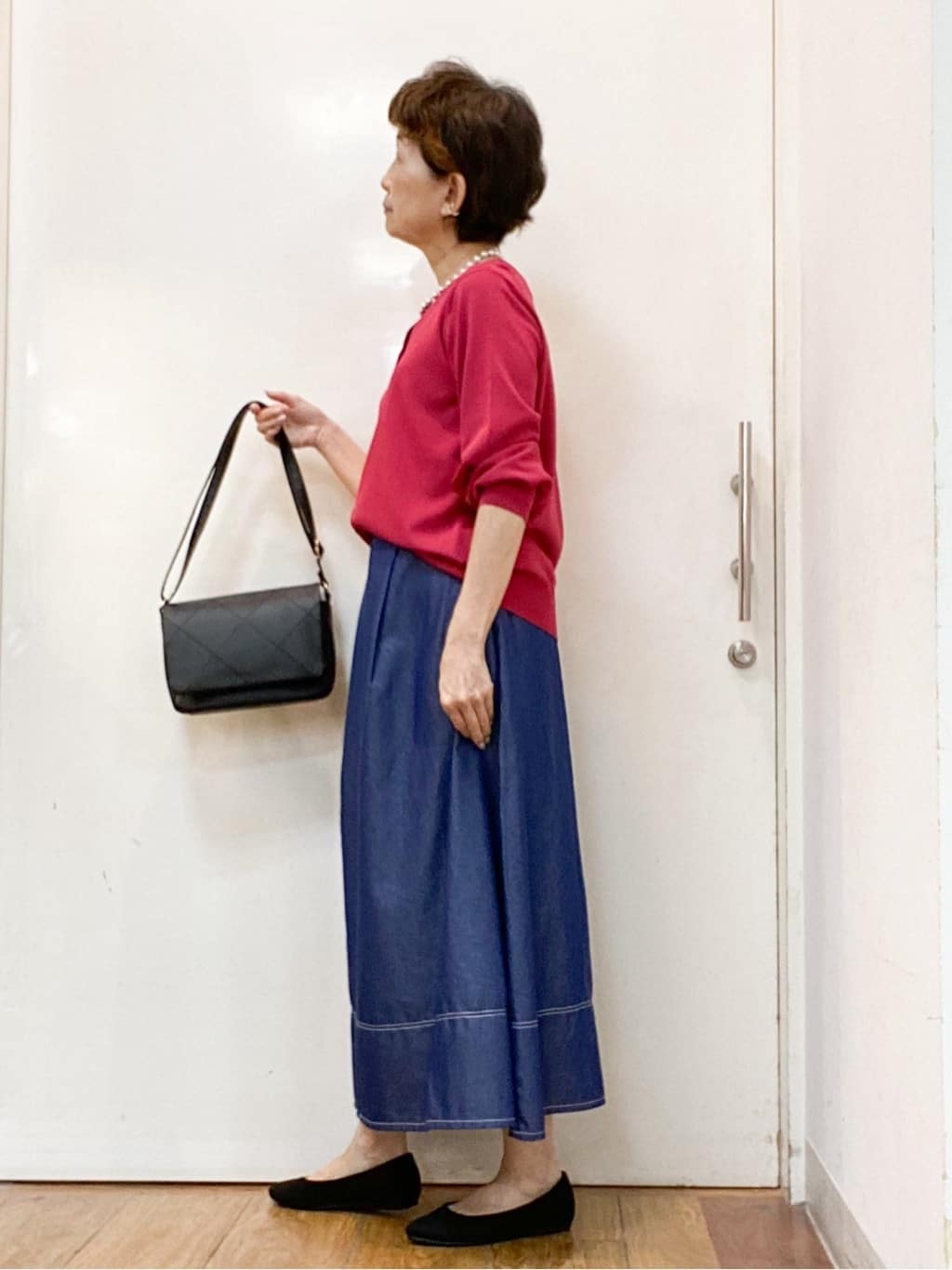 みぃさんの「SHOO･LA･RUE｜【洗える/S-LL】上品なラメ使い クルーネック ニットカーディガン」を使ったコーディネート
