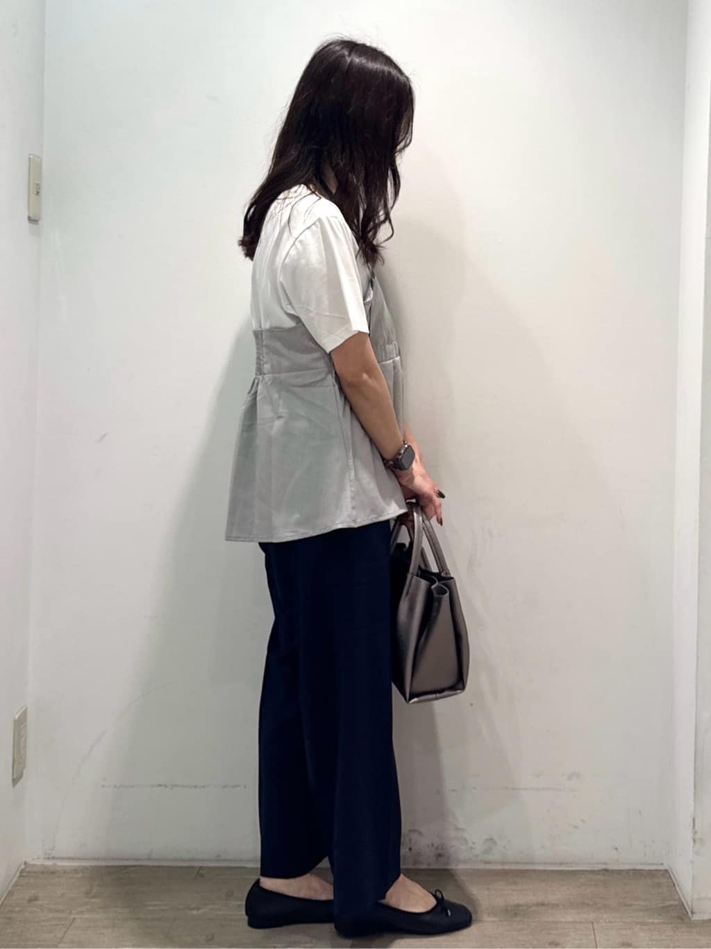yuicciさんの「OPAQUE.CLIP｜美脚イージーワイドパンツ【防シワ／洗濯機洗い可／抗ピル／ストレッチ】《丈が選べる／SS-LLサイズ／」を使ったコーディネート