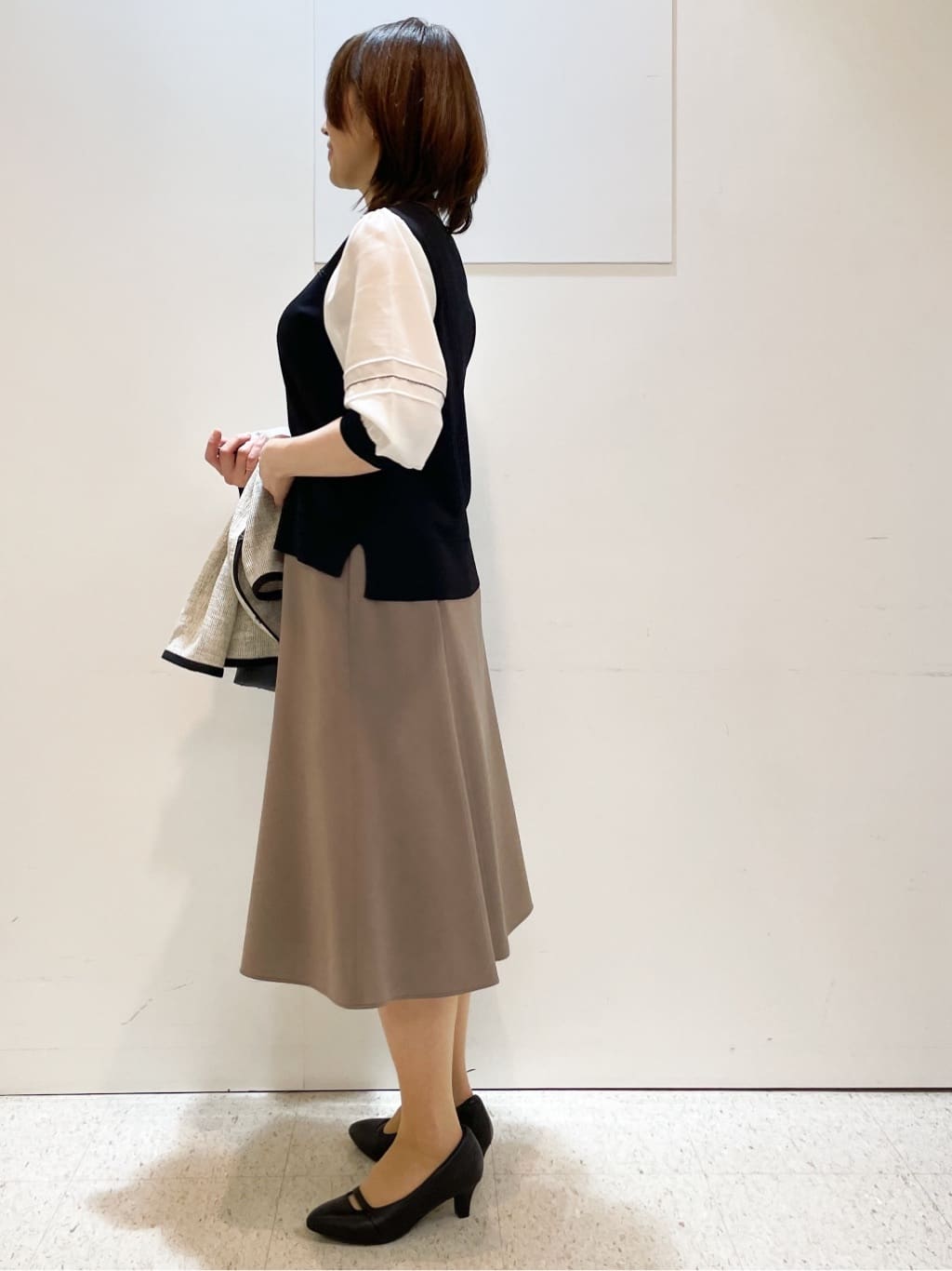めいさんの「Reflect｜【WEB先行カラーあり／手洗い可】ジョーゼットスリーブ&times;ニット」を使ったコーディネート