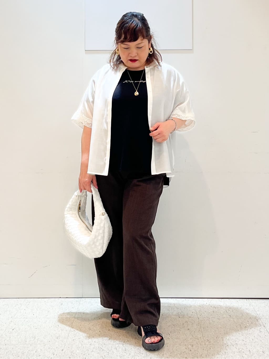 kimmyさんの「Reflect｜【接触冷感／マシンウォッシュ可／ウエスト総ゴム】ワイドシルエットパンツ」を使ったコーディネート