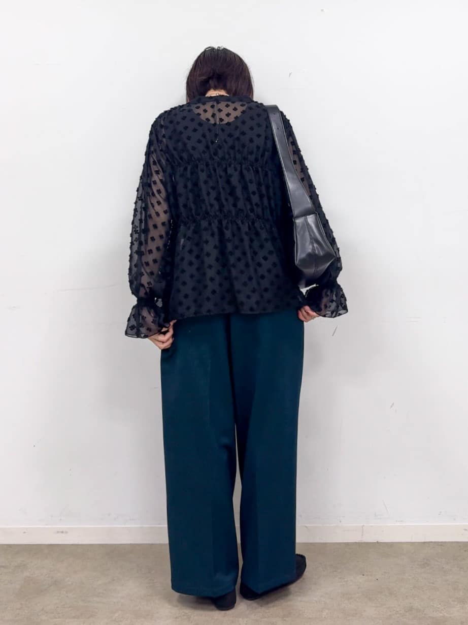 𝐜𝐡𝐢𝐤𝐚さんの「SHOO･LA･RUE｜華やかにさをプラスする シアードビー シャーリングブラウス」を使ったコーディネート