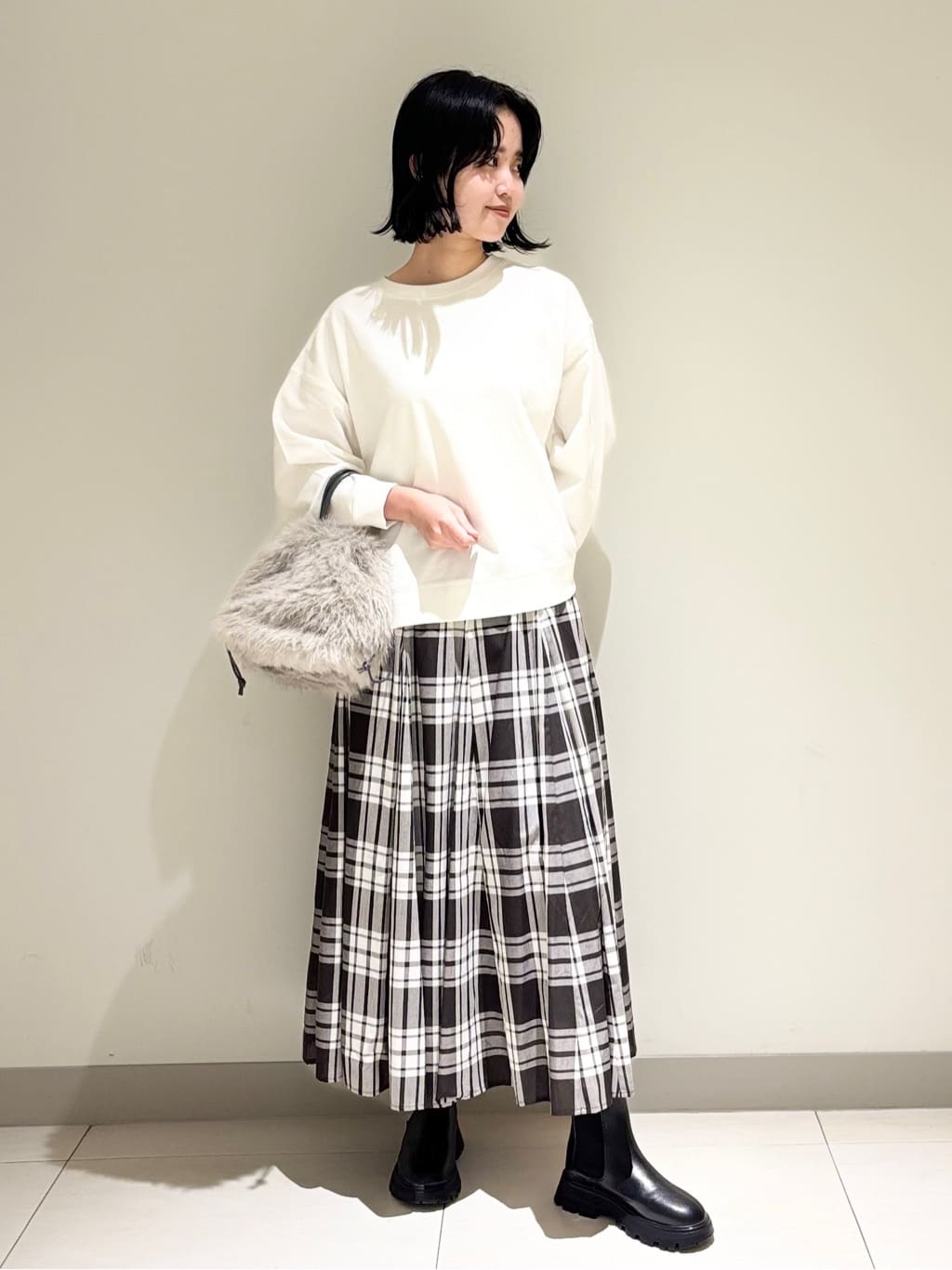 mayuさんの「Dessin｜【ウエストゴム/洗える】映えチェック柄スカート（XS~L）」を使ったコーディネート