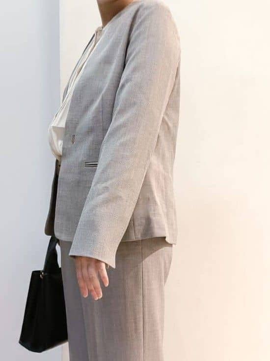 あんさんの「THE SHOP TK｜ビジネスノーカラージャケット【セットアップ可/洗える】/CAVIANシリーズ」を使ったコーディネート