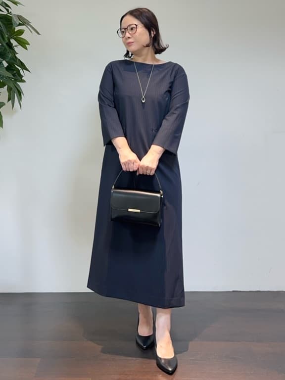 Asamiさんの「UNTITLED｜【洗える/ストレッチ性】スーツライク ストライプワンピース」を使ったコーディネート