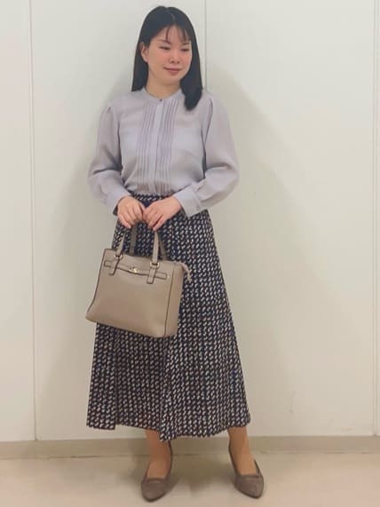 ゆうさんの「Reflect｜【配色ボウタイ付き】八分袖ジョーゼットブラウス」を使ったコーディネート
