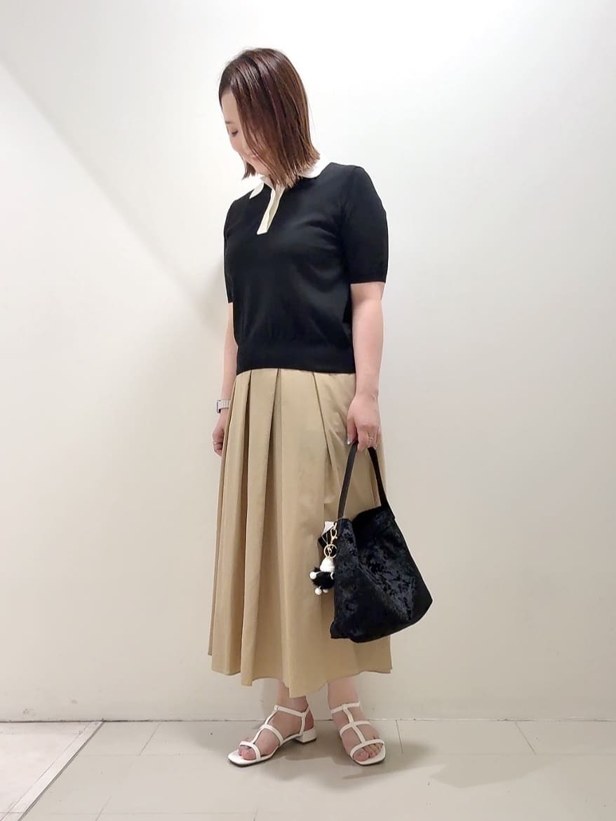 YUIさんの「UNTITLED｜【トレンド/きれいめ】5分袖ポロニット」を使ったコーディネート