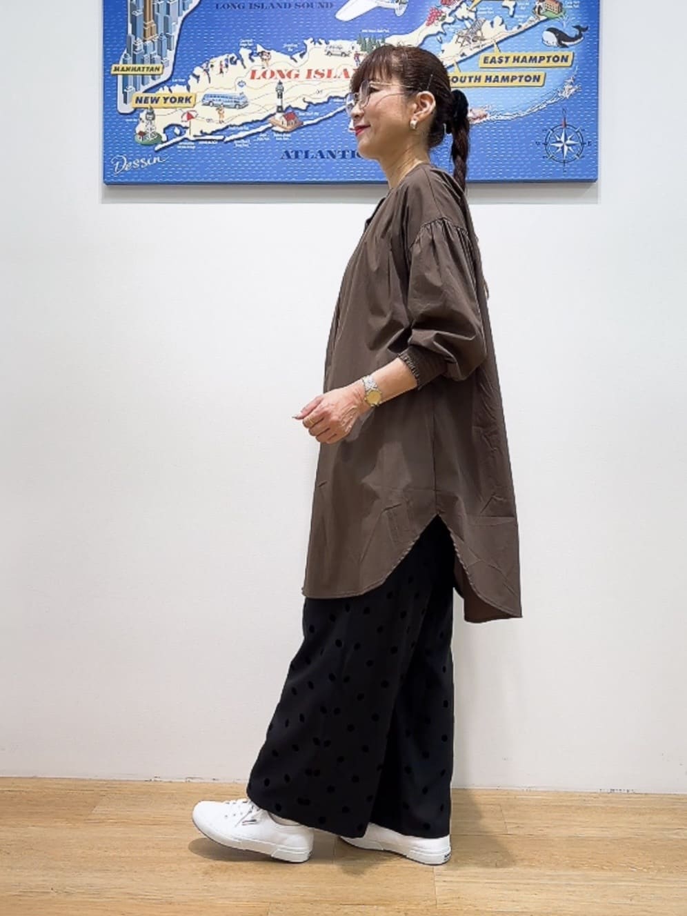 Yasucoさんの「Dessin｜【洗える】ラグランスリーブチュニックシャツ」を使ったコーディネート