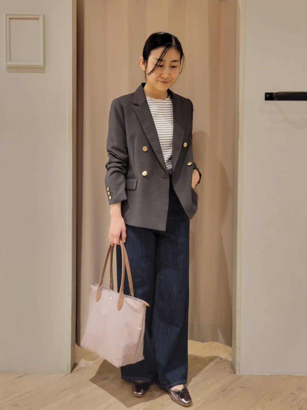いそさんの「grove｜【カセット服】ダブルブレストテーラードジャケット」を使ったコーディネート