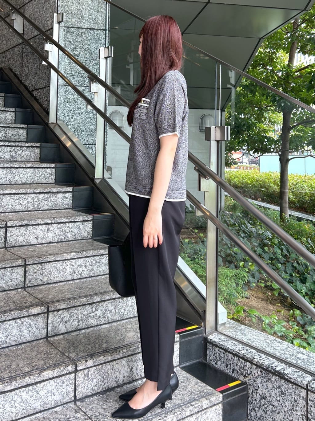 Risaさんの「OPAQUE.CLIP｜ツイードライクポケット付きニット【洗濯機洗い可／抗ピル】」を使ったコーディネート