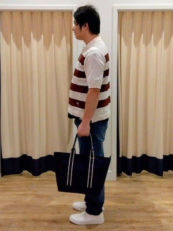 TOMさんの「Dessin｜【ユニセックス/洗える】ボーダーニットポロシャツ」を使ったコーディネート