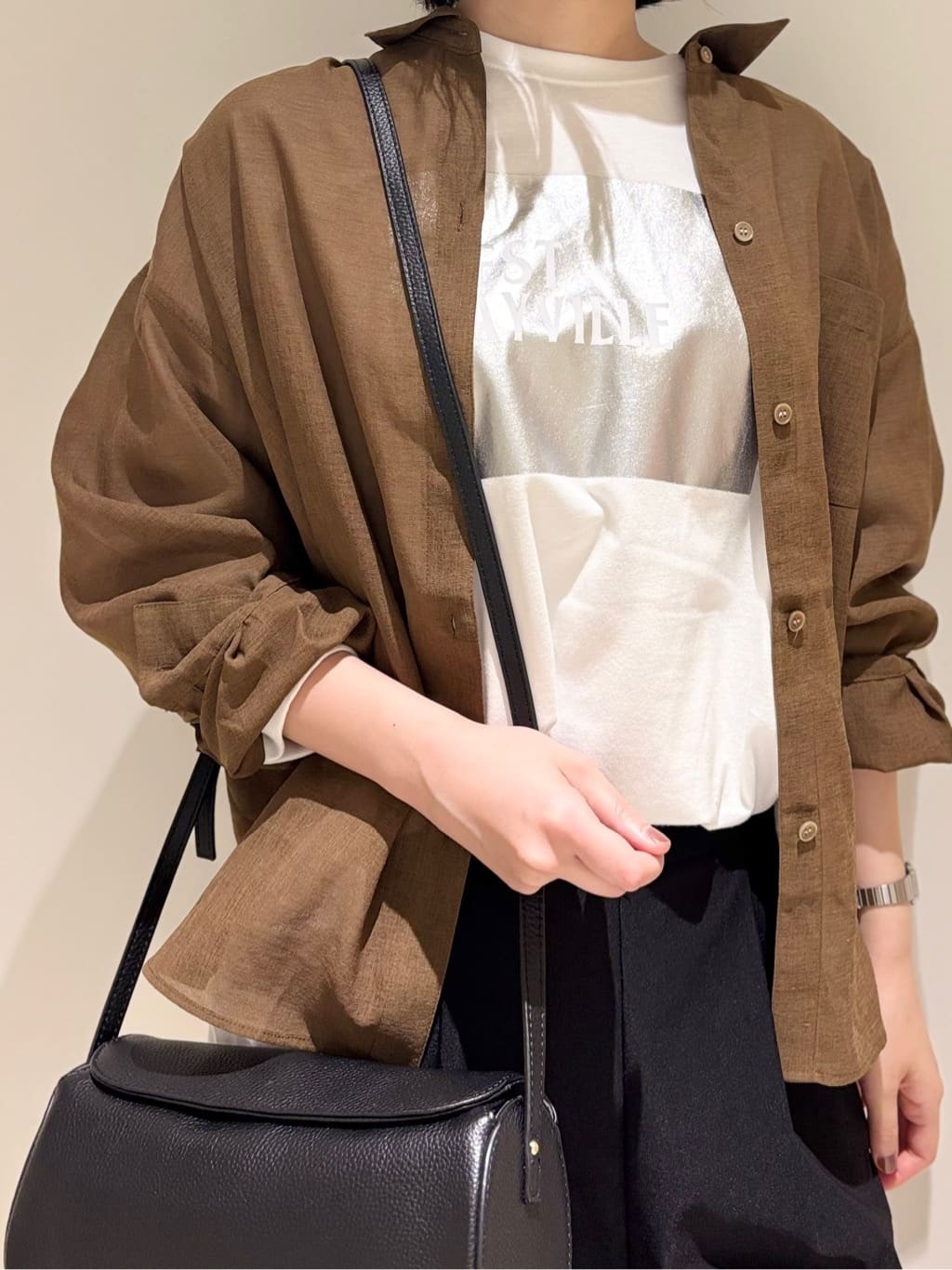mayuさんの「Dessin｜【洗える】箔プリントロングTシャツ」を使ったコーディネート