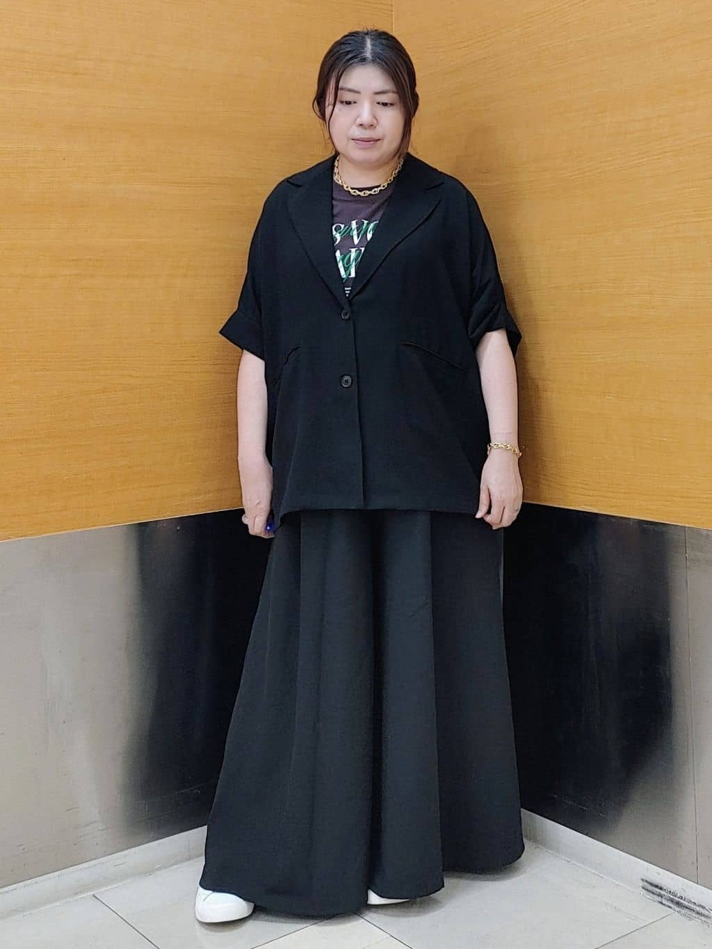 rokoさんの「THE SHOP TK｜ドルマン半袖ジャケット【洗える】」を使ったコーディネート