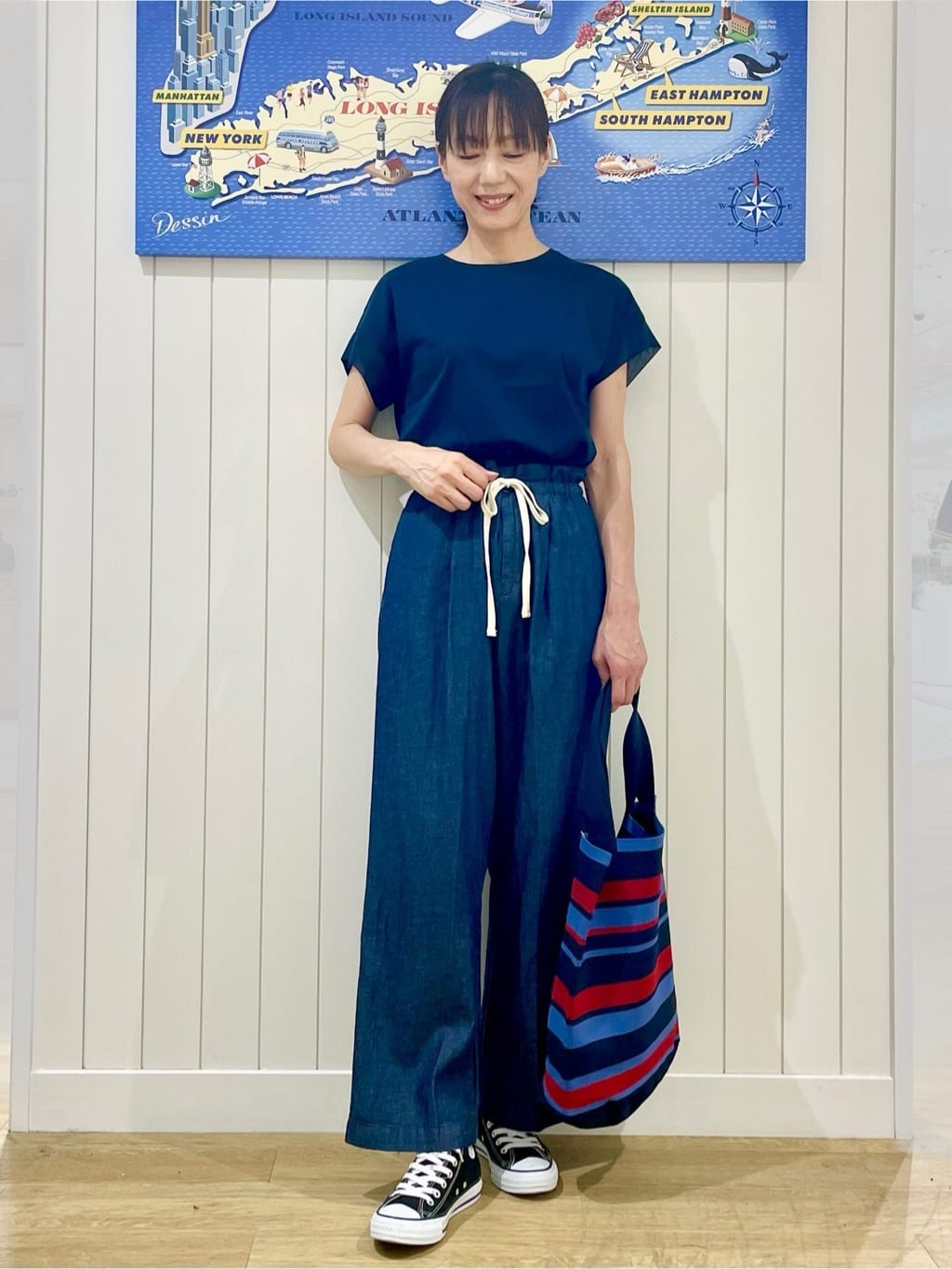 uwatokoさんの「Dessin｜【マシンウォッシャブル・A4収納可】ランダムボーダーニットBAG」を使ったコーディネート
