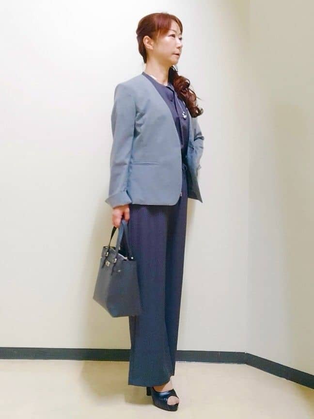 花さんの「Reflect｜【E‐QUALITY／ウエスト総ゴム／セットアップ／単品使いOK◎】ブラウス＋ストレートパンツセット」を使ったコーディネート