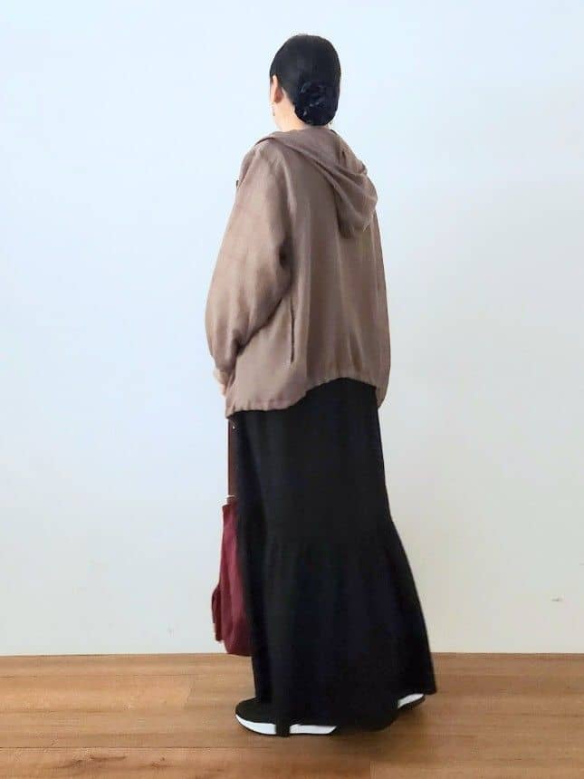 くまさんの「SHOO･LA･RUE｜【S-LL】柔らかシアーでこなれるフーディブルゾン」を使ったコーディネート