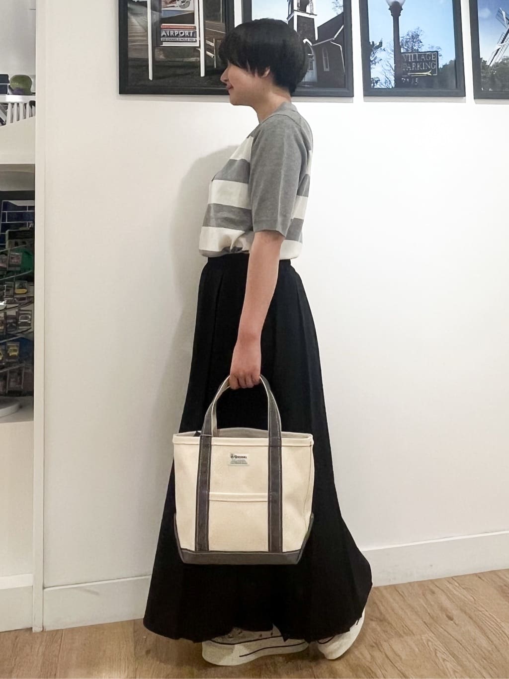 Asukaさんの「Dessin｜【ユニセックス/洗える】ボーダーニットポロシャツ」を使ったコーディネート