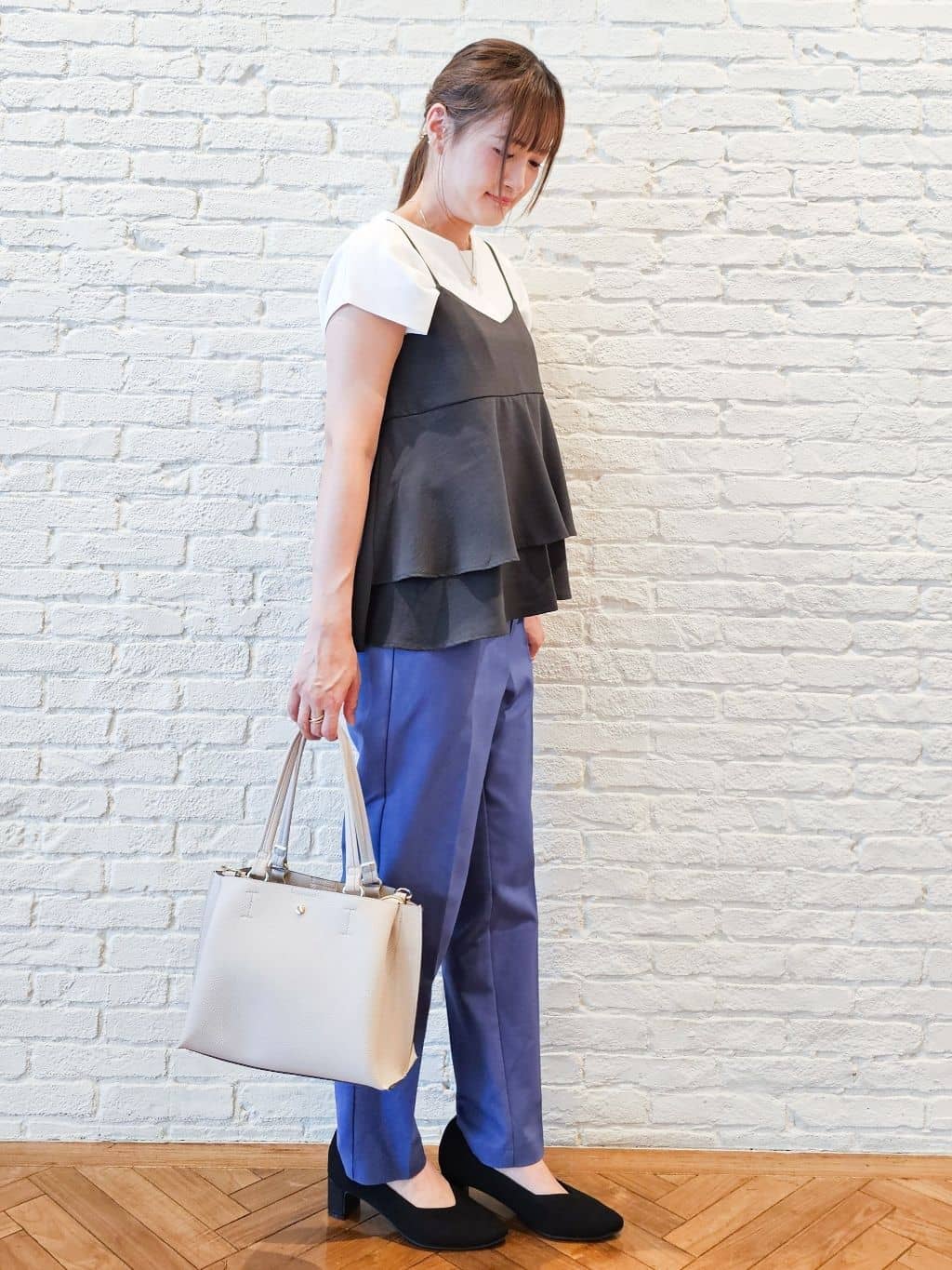 ゆゆさんの「SHOO･LA･RUE｜【洗える/S-LL/ひんやり】さらりと好印象　総針フレンチスリーブニット」を使ったコーディネート