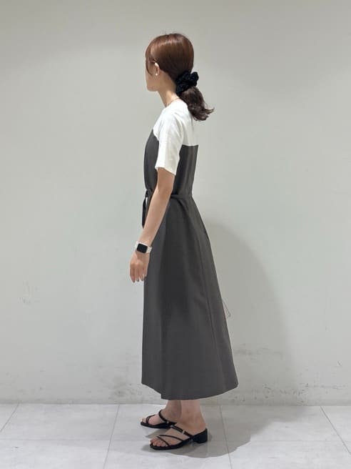 kyokaさんの「UNTITLED｜【きれいめカジュアル/セミフレア】異素材ドッキングワンピース」を使ったコーディネート