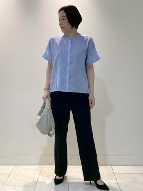 フミさんの「Reflect｜【洗える】ドビーストライプブラウス」を使ったコーディネート