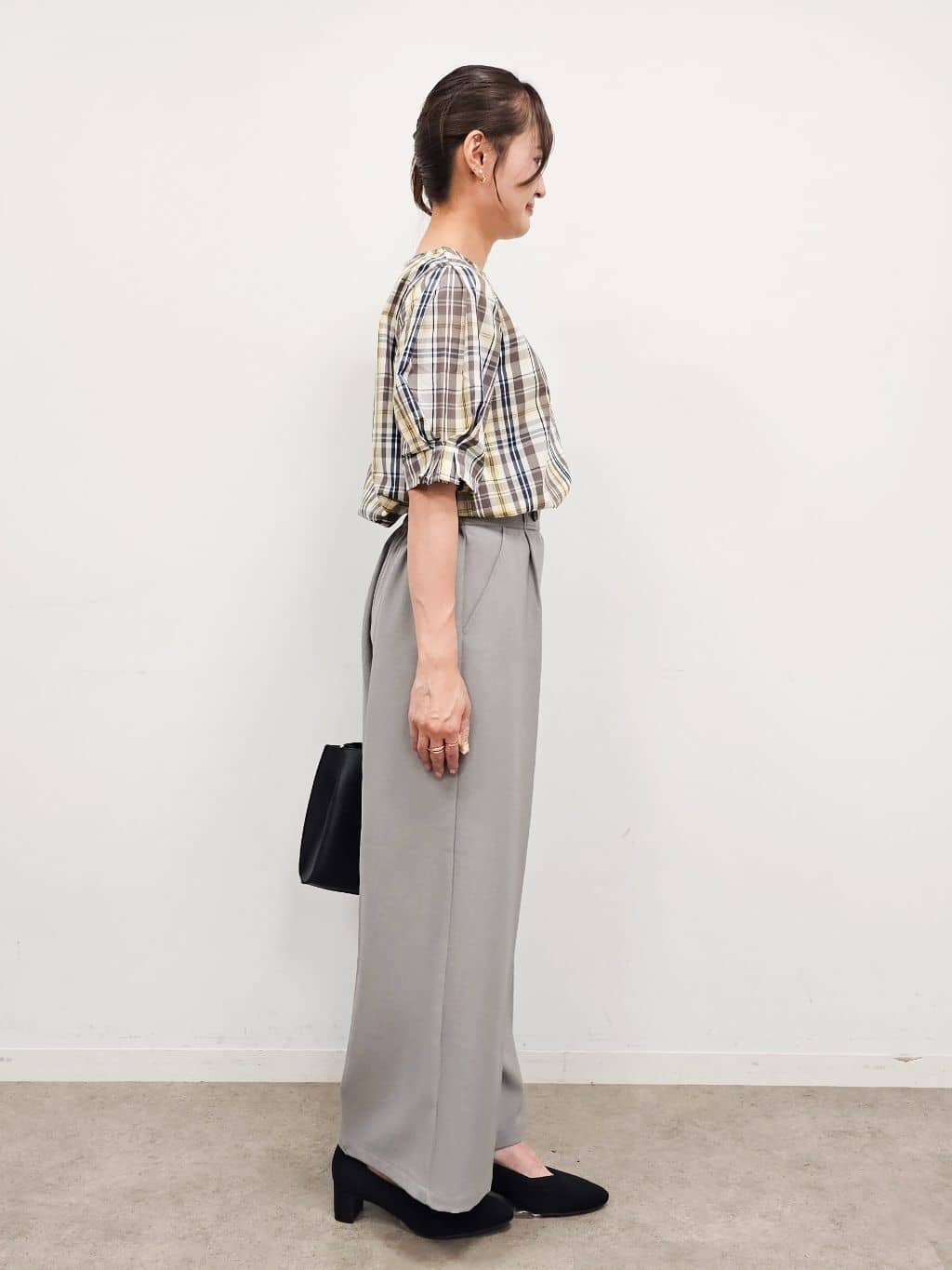 ゆゆさんの「SHOO･LA･RUE｜【S-LL/5分袖】お袖タックできれいに魅せる 大人のチェックブラウス」を使ったコーディネート