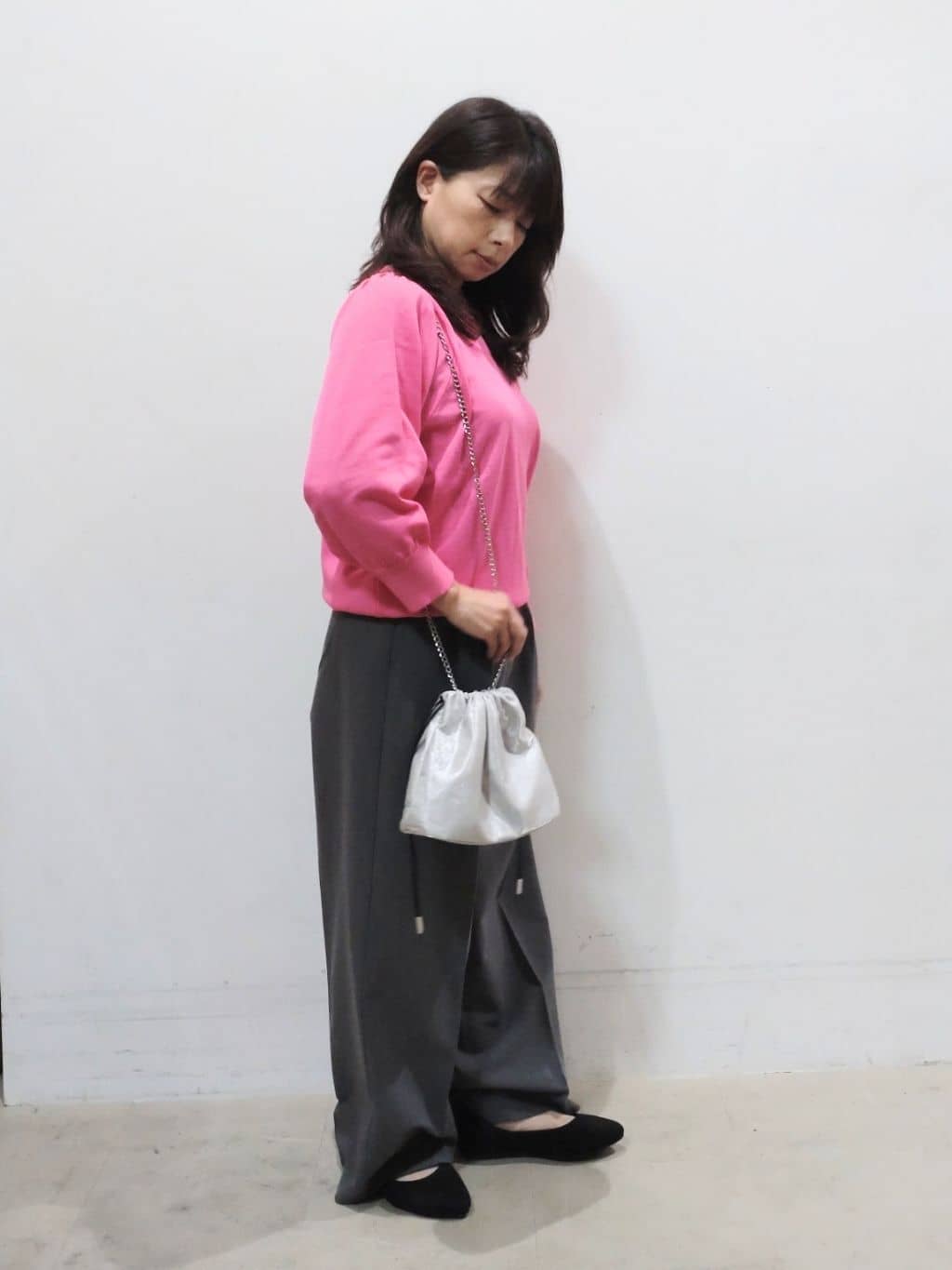 n.さんの「SHOO･LA･RUE｜【洗濯機可/S-LL/アンサンブル可】8分袖で手元を華奢に魅せる さらっとタッチニット」を使ったコーディネート