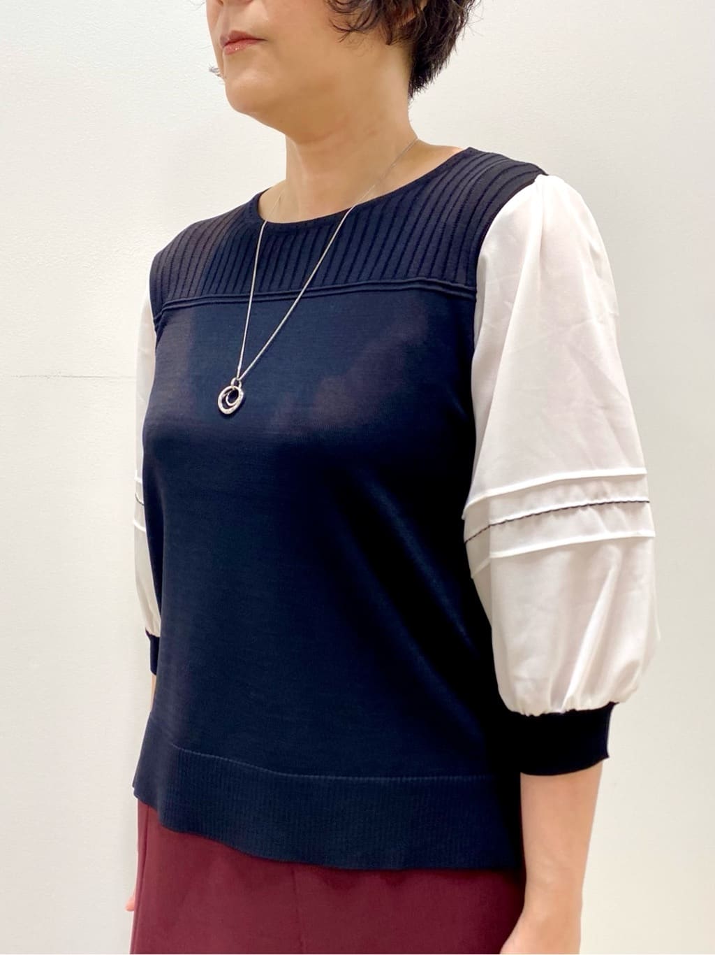 oharaさんの「Reflect｜【WEB先行カラーあり／手洗い可】ジョーゼットスリーブ&times;ニット」を使ったコーディネート